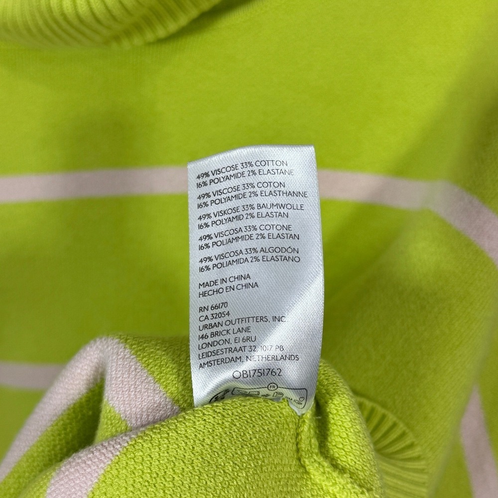 Free People Paulie Sweater Small Lemonade Stripe Turtleneck Cropped OB1751762 - Picture 7 of 8